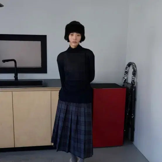 [BUNJANG] ERR Pleats Check Skirt / 이알알 플리츠 체크스커트
