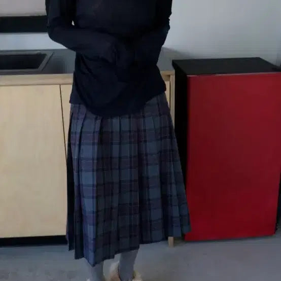 [BUNJANG] ERR Pleats Check Skirt / 이알알 플리츠 체크스커트
