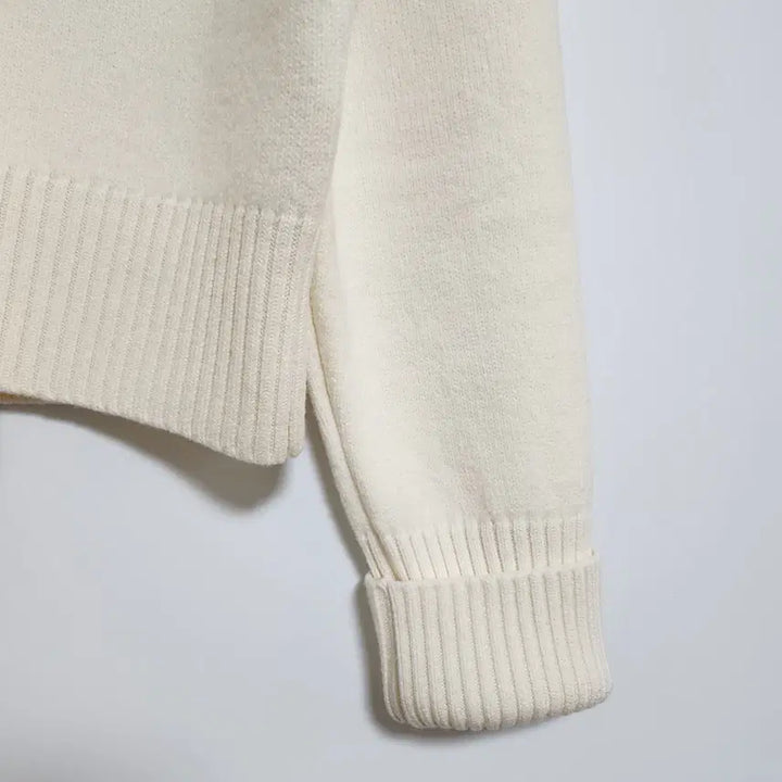 [BUNJANG] AMI White Big Heart Intarsia Wool Cardigan / [M] 아미 화이트 빅하트 인타르시아 울 가디건 BFUKC002 018