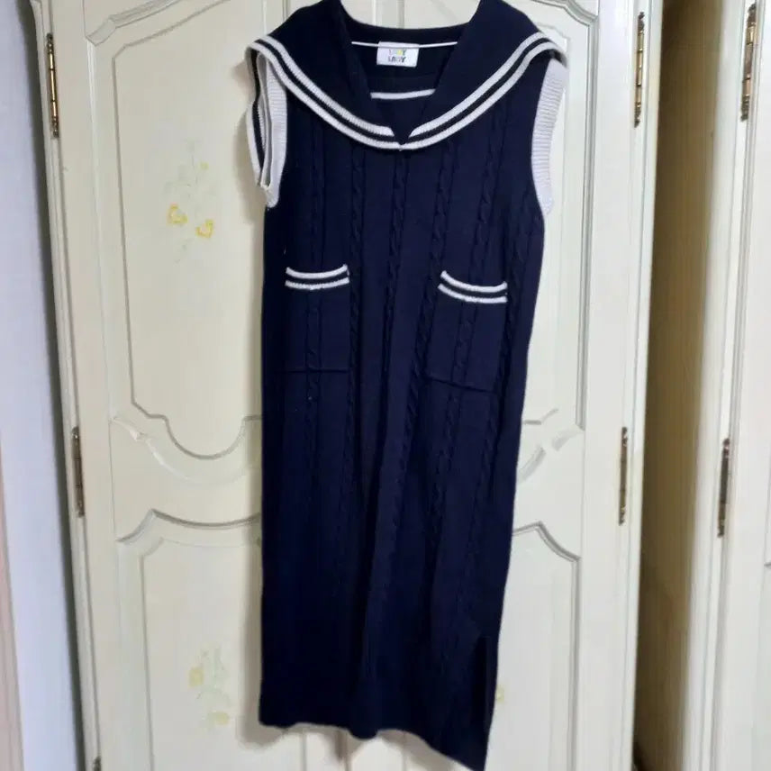 [BUNJANG] Lady Lady Sailor Knit Long Dress / 레이디레이디 세라복 니트 원피스(F)