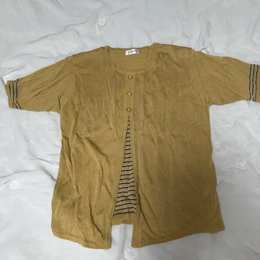 [BUNJANG] Butterfly Vintage Layered Short Sleeve Knit Top / 빈티지 레이어드 반팔 니트 / 버터플라이빈티지 일본빈티지 하구미 모리걸