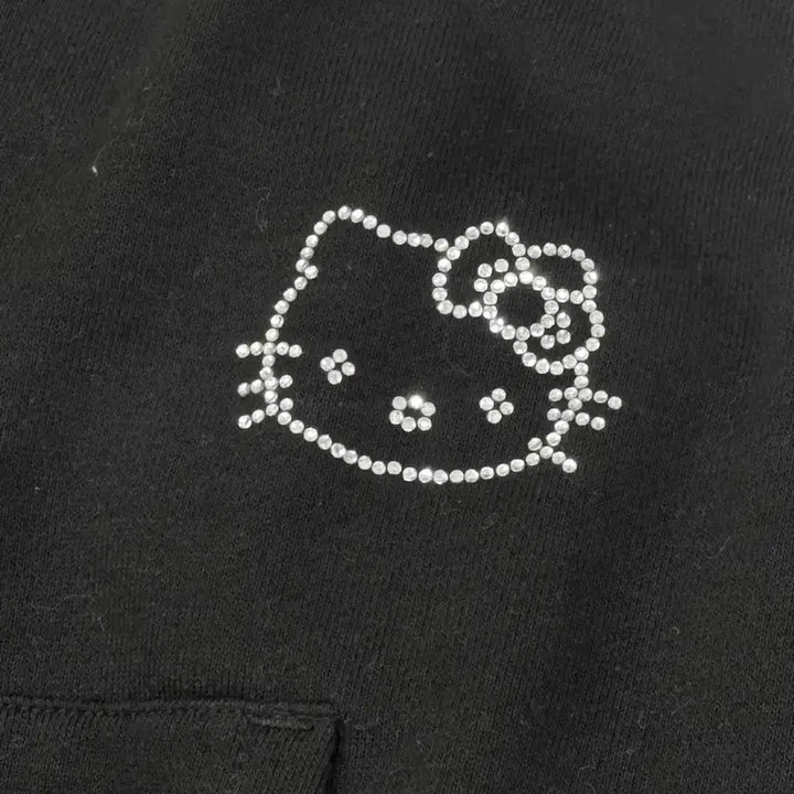 [BUNJANG] Sanrio Hello Kitty Dot Print Hooded Zip-up Top Set / 일본빈티지 산리오 키티 후드집업 도트 지뢰계 블랙 상의코디세트