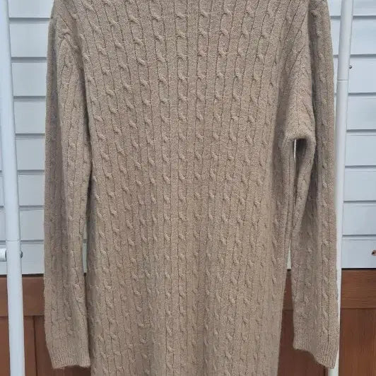 [BUNJANG] V-Neck Cable Knit Long Dress / 브이넥 꽈배기 니트 롱 원피스