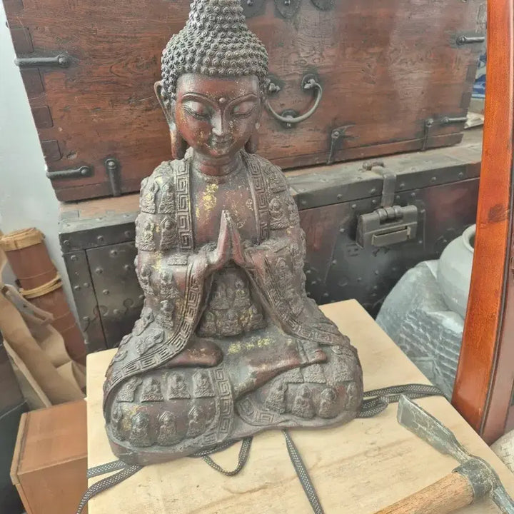 [BUNJANG] Antique Bronze Buddha Statue / 주물 부처님 사이즈크고좋음1개단가