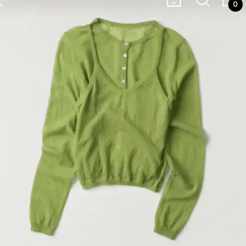 [BUNJANG] The Last Sheer Cardigan &amp; Sleeveless - Apple Green / 더라우스트 시스루 가디건&amp;슬리브리스 APPLE GREEN