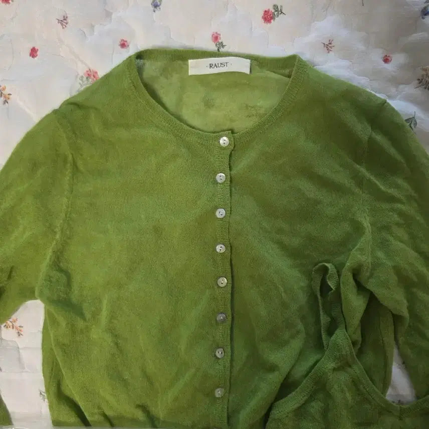 [BUNJANG] The Last Sheer Cardigan &amp; Sleeveless - Apple Green / 더라우스트 시스루 가디건&amp;슬리브리스 APPLE GREEN