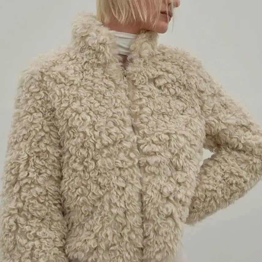 [BUNJANG] London Plat Wool Fur Jacket Ivory / 런던플랏 양모 퍼자켓 아이보리