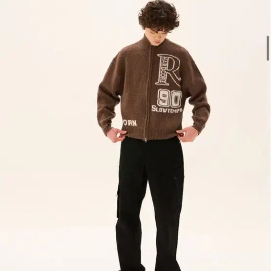 [BUNJANG] ETCE Colin 90 Knit Zip Up Brown / ETCE 콜린 90 니트 집업 브라운