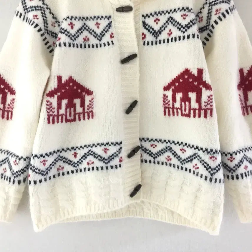 [BUNJANG] Ivory Nordic Pattern Knit Cardigan / (새) 아이보리 노르딕패턴 니트 가디건