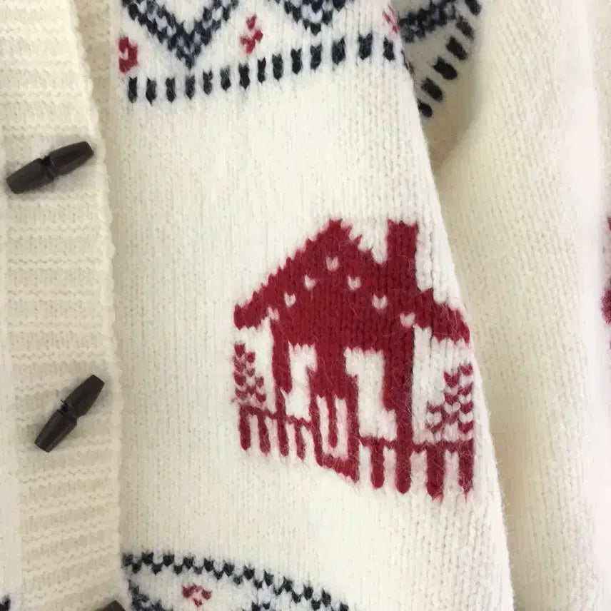 [BUNJANG] Ivory Nordic Pattern Knit Cardigan / (새) 아이보리 노르딕패턴 니트 가디건