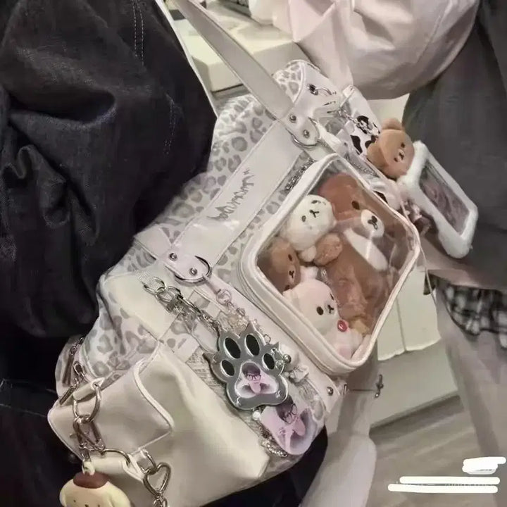 [BUNJANG] Himegyaru Y2k Leopard Print Shoulder Bag / 히메갸루 y2k 호피 숄더백