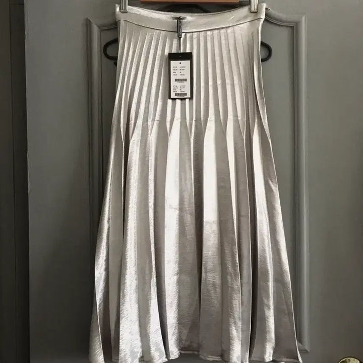 [BUNJANG] J.coco Silver Pleated Long Skirt / 제이코코 J.coco 실버 플리츠 롱스커트 새상품 66사이즈