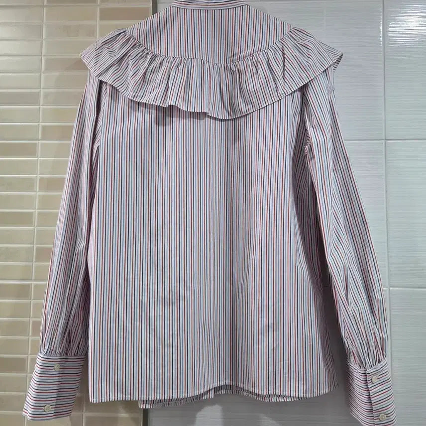 [BUNJANG] Claudie Pierlot Frill Stripe Blouse 38 / 끌로디 Claudie Pierlot 프릴 스트라이프 블라우스 38