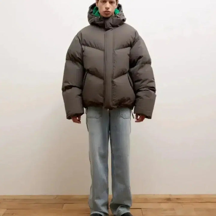 [BUNJANG] Afterpray Shell Hooded Puffer Down Jacket Gray / L) 애프터프레이 쉘 후디 푸퍼다운 그레이