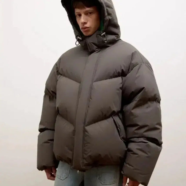 [BUNJANG] Afterpray Shell Hooded Puffer Down Jacket Gray / L) 애프터프레이 쉘 후디 푸퍼다운 그레이