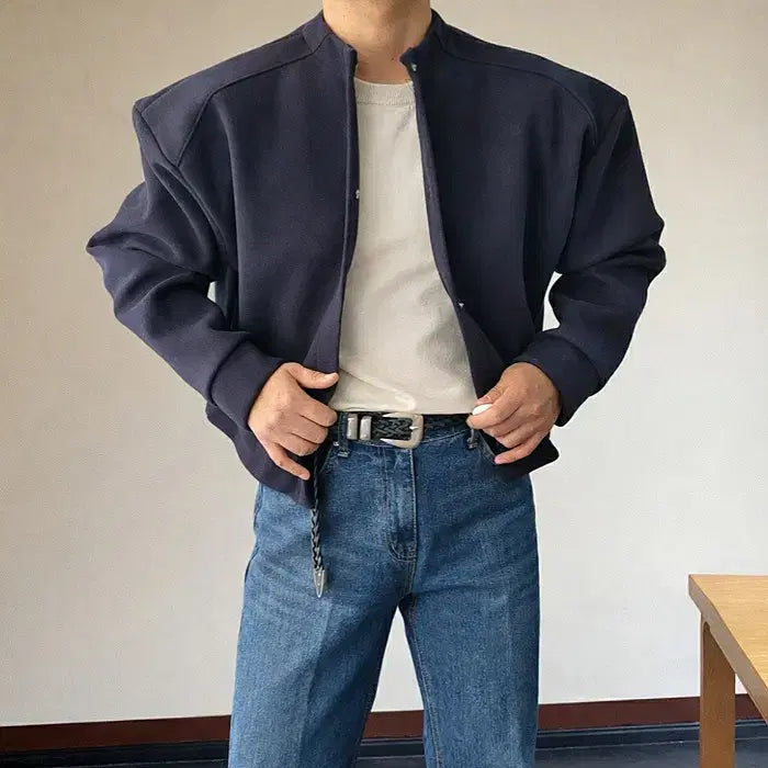 [BUNJANG] Rex Moment Shoulder Crop Cardigan Jacket / 남자 어깡 숄더 크롭 숏기장 가디건 자켓 4컬러