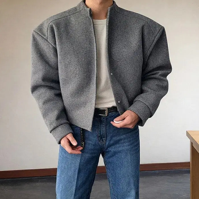 [BUNJANG] Rex Moment Shoulder Crop Cardigan Jacket / 남자 어깡 숄더 크롭 숏기장 가디건 자켓 4컬러