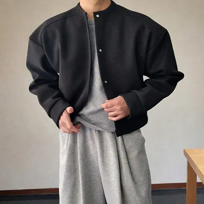 [BUNJANG] Rex Moment Shoulder Crop Cardigan Jacket / 남자 어깡 숄더 크롭 숏기장 가디건 자켓 4컬러