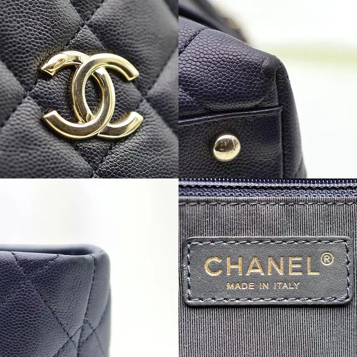 [BUNJANG] Chanel Navy Caviar Skin Shoulder Bag / 샤넬 네이비 캐비어 스킨 금장 숄더백