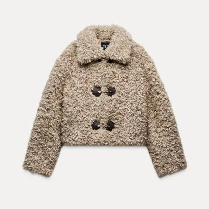 [BUNJANG] Zara Faux Shearling Toggle Button Jacket / Zara 자라 토글 버튼 디테일 페이크 시어링 양털 자켓