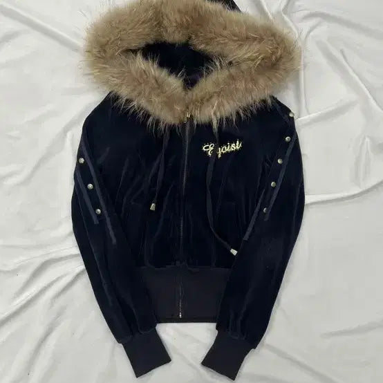 [BUNJANG] Egoist Velvet Fur Hooded Zip-up / 에고이스트 벨벳 퍼 후드집업