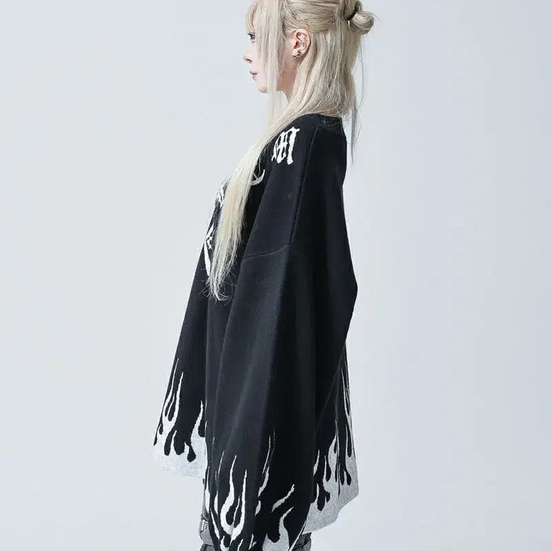 [BUNJANG] REFLEM Fire Pattern Pullover Knit / REFLEM 레플렘 파이어 패턴 풀오버 니트