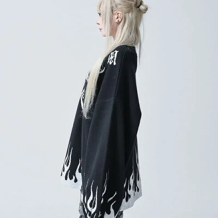 [BUNJANG] REFLEM Fire Pattern Pullover Knit / REFLEM 레플렘 파이어 패턴 풀오버 니트