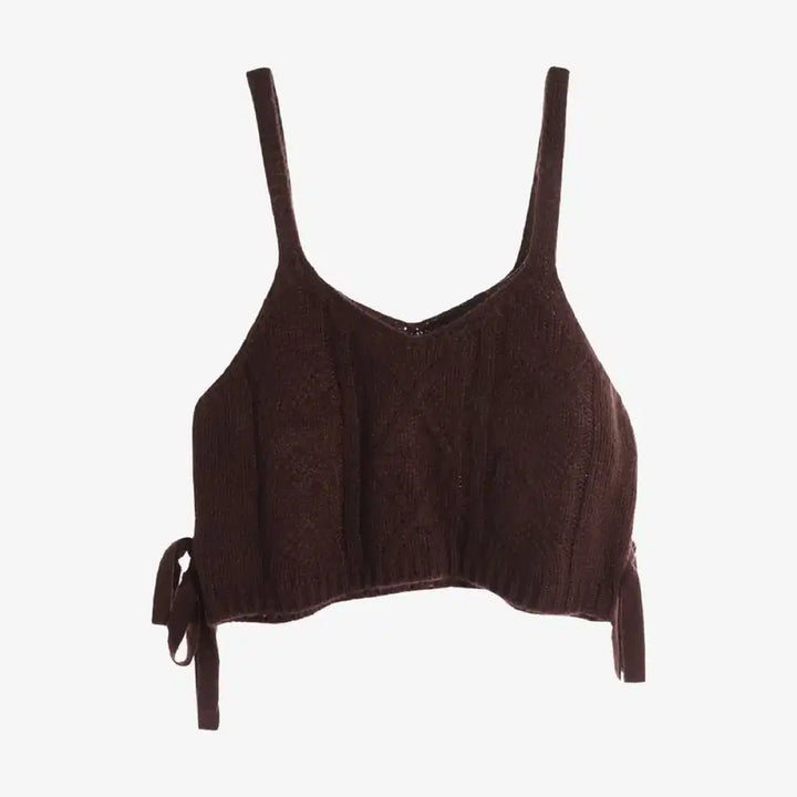 [BUNJANG] Vintage Brown Knit Bustier / 일본 빈티지 브라운 니트 뷔스티에