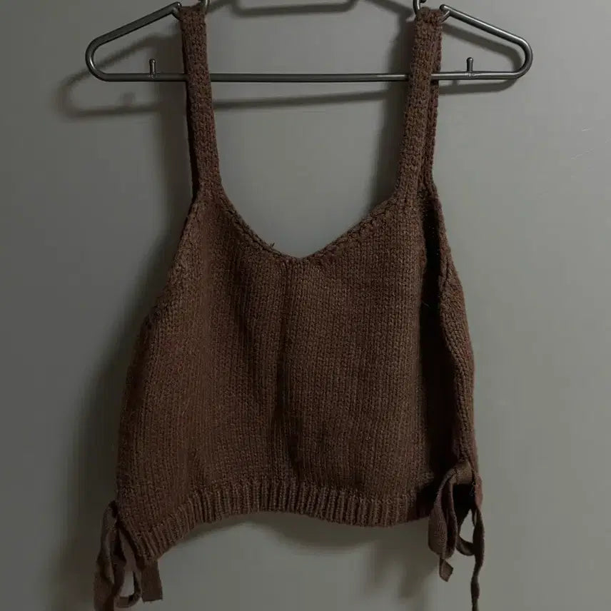 [BUNJANG] Vintage Brown Knit Bustier / 일본 빈티지 브라운 니트 뷔스티에
