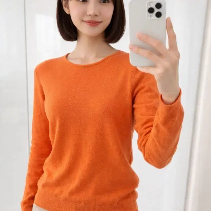 [BUNJANG] TIME Orange Knit Sweater / 한섬 TIME 포스트모던 오렌지 니트 55