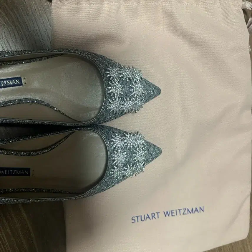 [BUNJANG] Stuart Weitzman Glitter Flat Shoes / (새거수준) 스튜어트 와이츠먼 글리터 플랫 슈즈