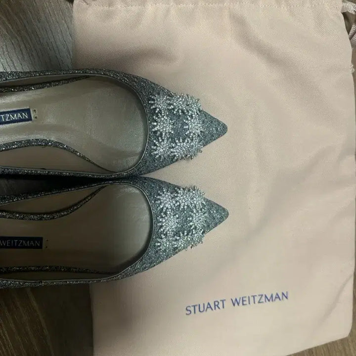 [BUNJANG] Stuart Weitzman Glitter Flat Shoes / (새거수준) 스튜어트 와이츠먼 글리터 플랫 슈즈