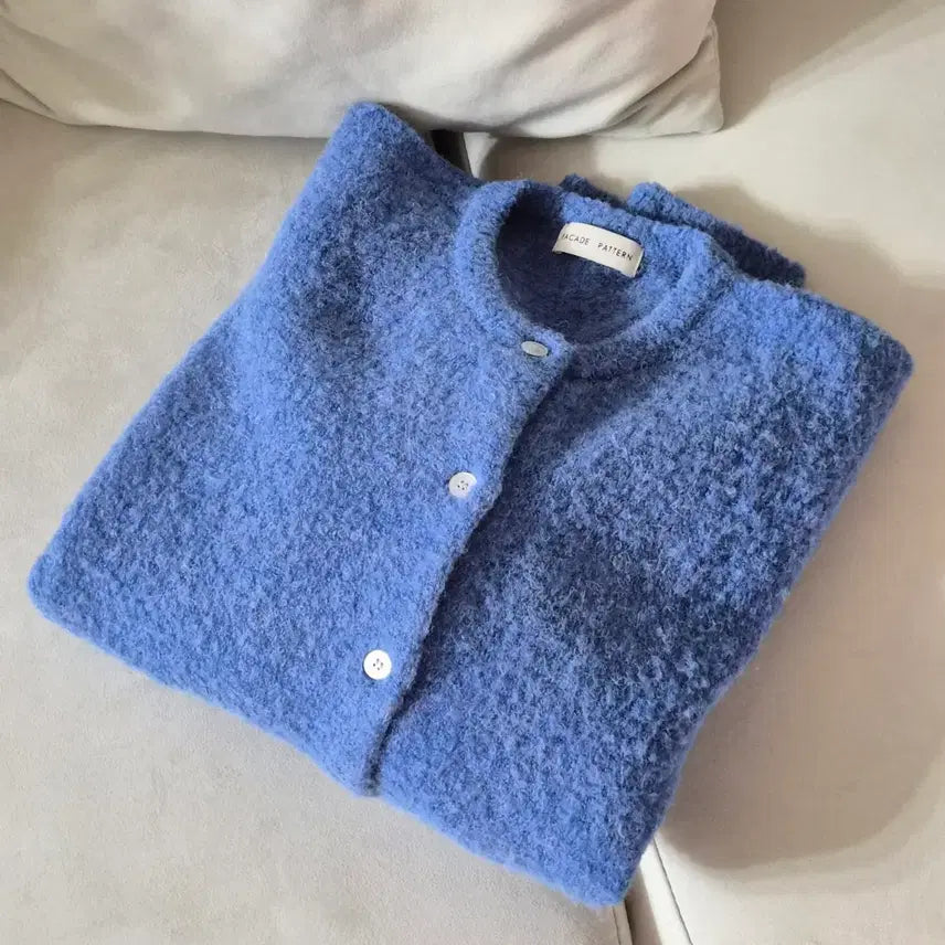 [BUNJANG] Fasade Pattern Alpaca Cardigan Blue / 파사드패턴 알파카 가디건 블루