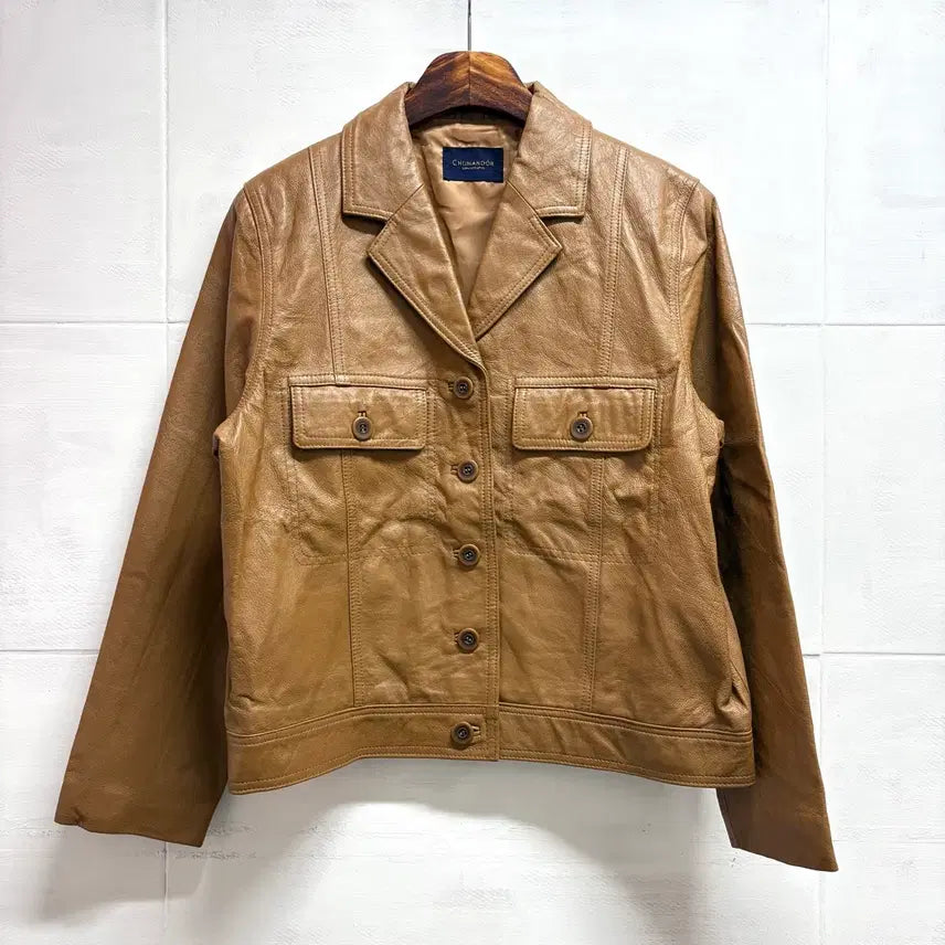 [BUNJANG] CHUMANDOR Pigskin Leather Camel Trucker Jacket / CHUMANDOR 피그스킨 가죽 카멜 트러커 자켓 JPN