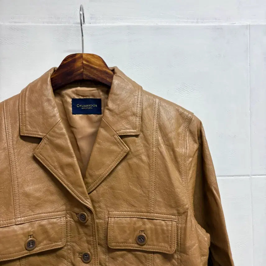 [BUNJANG] CHUMANDOR Pigskin Leather Camel Trucker Jacket / CHUMANDOR 피그스킨 가죽 카멜 트러커 자켓 JPN