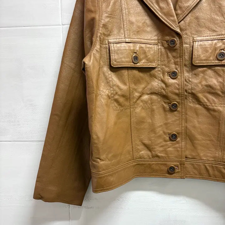 [BUNJANG] CHUMANDOR Pigskin Leather Camel Trucker Jacket / CHUMANDOR 피그스킨 가죽 카멜 트러커 자켓 JPN
