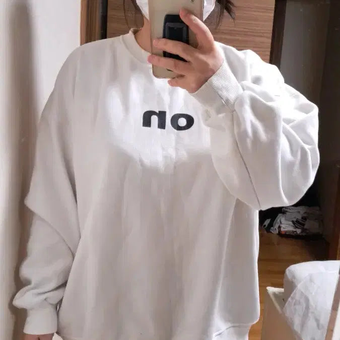 [BUNJANG] Printed Sweatshirt / 화이트  프린팅 맨투맨 티셔츠 100 105