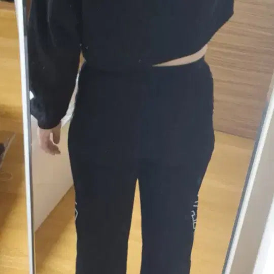 [BUNJANG] Black Wide Fleece Training Pants / 블랙 트레이닝 와이드 기모 팬츠