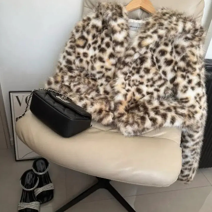 [BUNJANG] Unisex Leopard Fur Jacket / 새상품 갸루 레오파드 퍼자켓