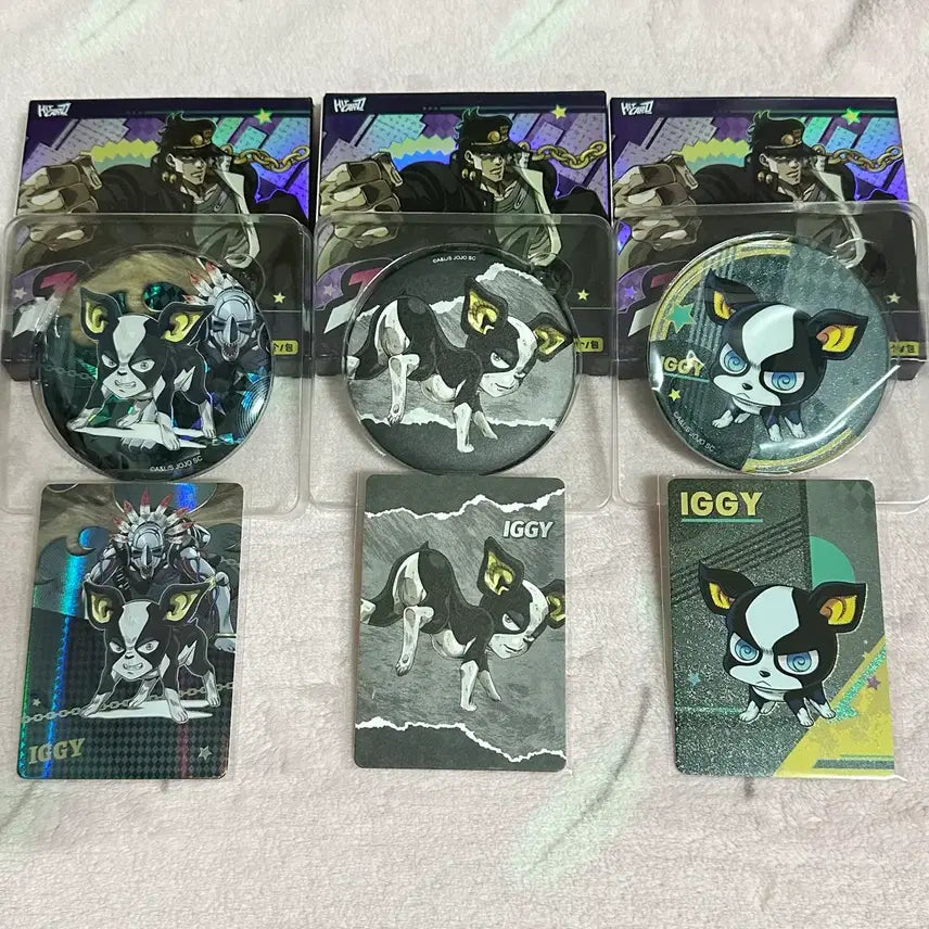 [BUNJANG] JoJo's Bizarre Adventure Iggy Card Set Bundle Set / 죠죠의 기묘한 모험 죠죠 3부 이기 캔뱃지 카드 세트 굿즈 일괄