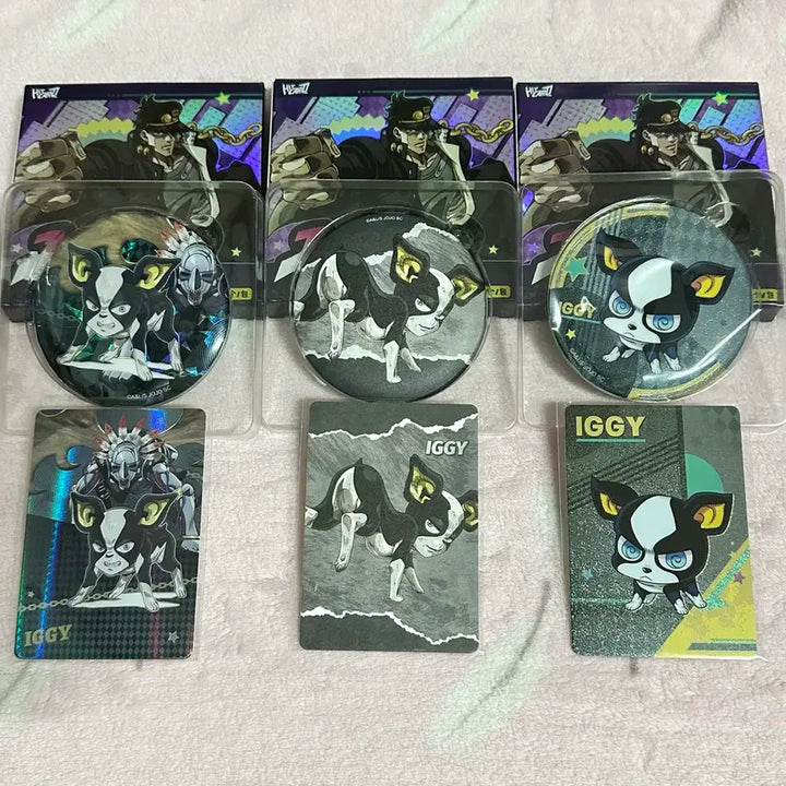 [BUNJANG] JoJo's Bizarre Adventure Iggy Card Set Bundle Set / 죠죠의 기묘한 모험 죠죠 3부 이기 캔뱃지 카드 세트 굿즈 일괄