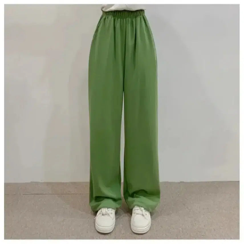 [BUNJANG] Green Wide Banding Pants Set / 그린색 와이드 밴딩 팬츠 세트 판매