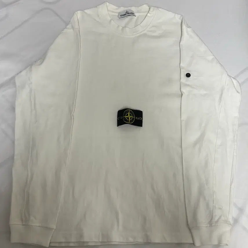 [BUNJANG] Stone Island White Long Sleeve Sweatshirt / [L]스톤아일랜드 화이트 롱슬리브 맨투맨