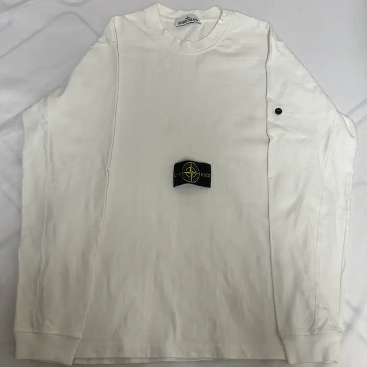 [BUNJANG] Stone Island White Long Sleeve Sweatshirt / [L]스톤아일랜드 화이트 롱슬리브 맨투맨