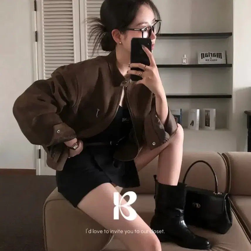 [BUNJANG] Suede Jacket - Brown / 스웨이드 자켓