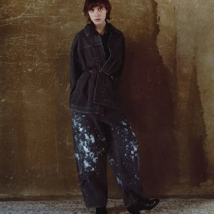 [BUNJANG] INTÉRIM Paint-Effect Denim Trousers / 인테림 밀크 페인트 배기 데님 트라우저