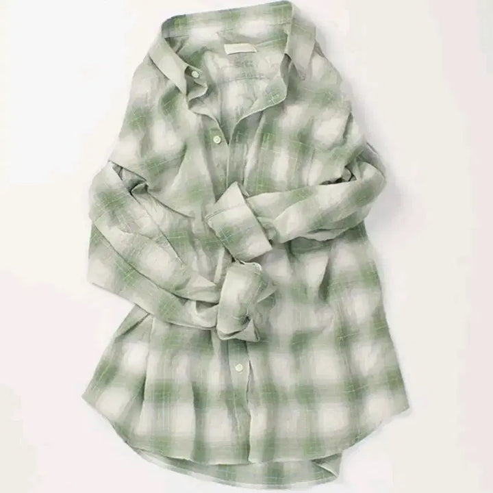 [SOLD OUT] 모마디자인 엠보 셔링 체크셔츠 그린 48