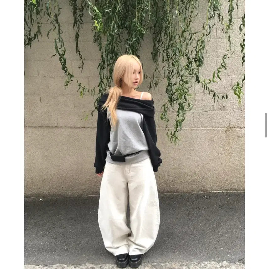 [BUNJANG] Ablly Cross Stud Wide Pants / 에이블리 십자가 스터드 와이드 팬츠