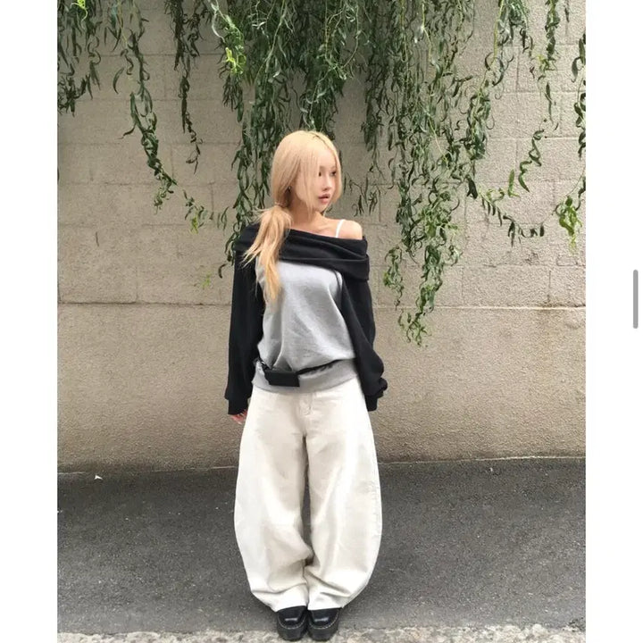 [BUNJANG] Ablly Cross Stud Wide Pants / 에이블리 십자가 스터드 와이드 팬츠