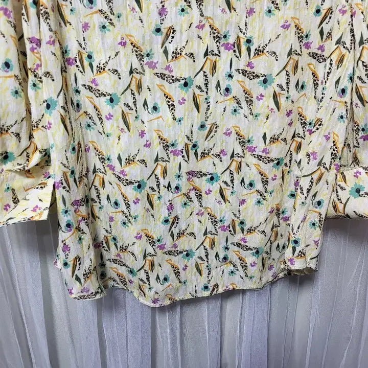 [BUNJANG] Valencia Floral Yellow Chiffon Blouse / 발렌시아 꽃 옐로우 쉬폰 블라우스